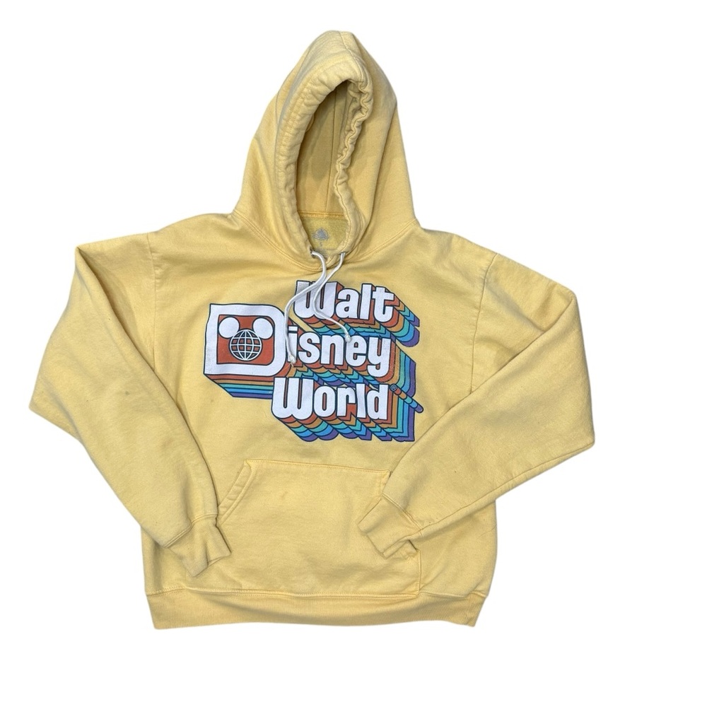 Walt Disney World Hoodie Sweatshirt Adult Small Retro Yellow‎